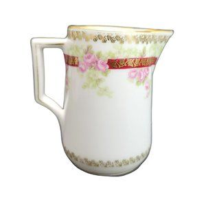 Imperial Crown China Austria Cream Pitcher Purple Floral Burgundy Band BT1041